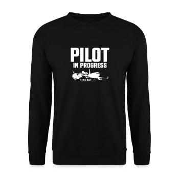 Pilot In Progress Please Wait Loading Plane - Unisex Pullover - Schwarz - Vorne - Alina (178cm) & Michal (187cm)