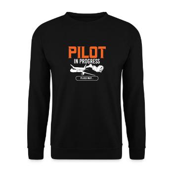 Pilot In Progress Please Wait Loading Plane - Unisex Pullover - Schwarz - Vorne - Alina (178cm) & Michal (187cm)