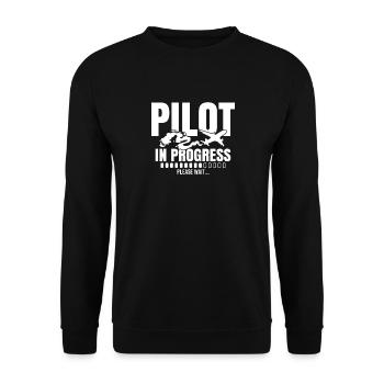 Pilot In Progress Please Wait Loading Plane - Unisex Pullover - Schwarz - Vorne - Alina (178cm) & Michal (187cm)