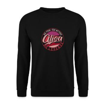 Die frau der Mythos die Legende Alisa - Unisex Pullover - Schwarz - Vorne - Alina (178cm) & Michal (187cm)