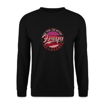Die frau der Mythos die Legende Freya - Unisex Pullover - Schwarz - Vorne - Alina (178cm) & Michal (187cm)