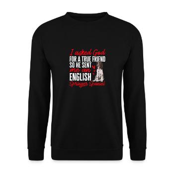 English Springer Spaniel Dog - Unisex Sweatshirt - black - Front - Alina (178cm) & Michal (187cm)