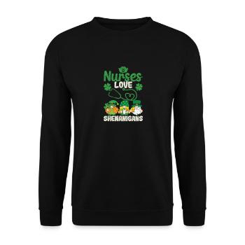 Funny Dwarves Nurse St. Patrick's Day - Unisex Sweatshirt - black - Front - Alina (178cm) & Michal (187cm)