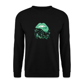 Lèvres Sexy Vert Cool Irrèfle St Patricks - Sweat-shirt Unisexe - noir - Devant - Alina (178cm) & Michal (187cm)