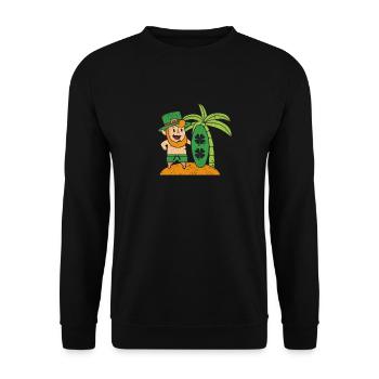 Leprechaun Hawaii Surfen St. Patricks Day Hawaii - Unisex Pullover - Schwarz - Vorne - Alina (178cm) & Michal (187cm)