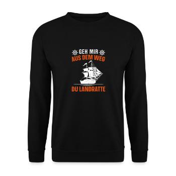 Landratte Seemann Matrose Geschenk - Unisex Pullover - Schwarz - Vorne - Alina (178cm) & Michal (187cm)
