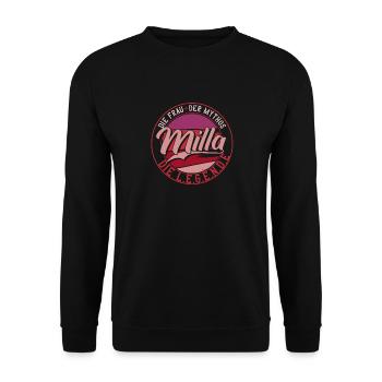 Die frau der Mythos die Legende Milla - Unisex Pullover - Schwarz - Vorne - Alina (178cm) & Michal (187cm)