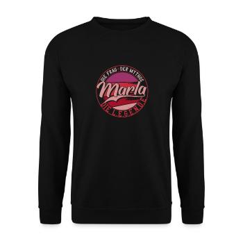 Die frau der Mythos die Legende Marla - Unisex Pullover - Schwarz - Vorne - Alina (178cm) & Michal (187cm)