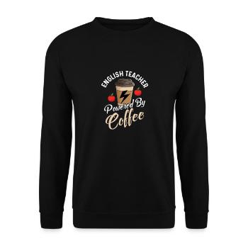 English Teacher Powered By Coffee Grammar Language - Unisex Sweatshirt - black - Front - Alina (178cm) & Michal (187cm)