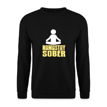 Namastay Sober Rétro Funny Yoga Designs - Sweat-shirt Unisexe - noir - Devant - Alina (178cm) & Michal (187cm)