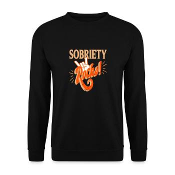 Sobriety Rocks! Retro Cool Sober Designs - Unisex Pullover - Schwarz - Vorne - Alina (178cm) & Michal (187cm)
