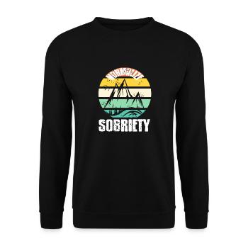 Normalize Sobriety Retro Sober Designs - Unisex Pullover - Schwarz - Vorne - Alina (178cm) & Michal (187cm)