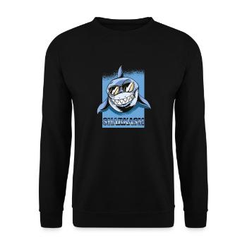 Sharkasm-Wortspiel-Meerwasser-Sonnenbrille - Unisex Pullover - Schwarz - Vorne - Alina (178cm) & Michal (187cm)