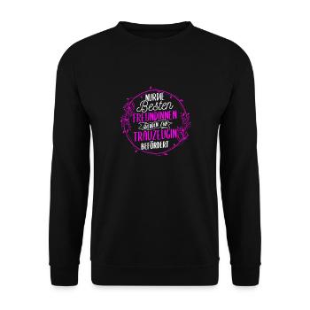 Nur Die Besten Freundinnen Werden Zur Trauzeugin B - Unisex Pullover - Schwarz - Vorne - Alina (178cm) & Michal (187cm)