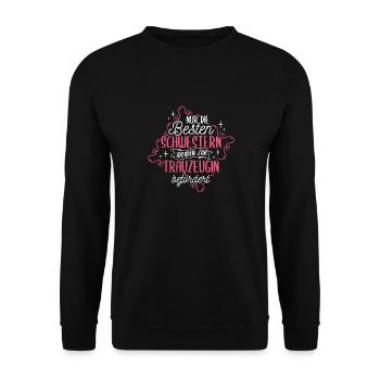 Nur Die Besten Schwestern Werden Zur Trauzeugin Be - Unisex Pullover - Schwarz - Vorne - Alina (178cm) & Michal (187cm)