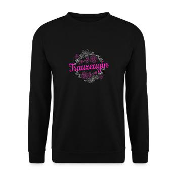 Junggesellinnenabschied Brautjungfer Hochzeit Trau - Unisex Pullover - Schwarz - Vorne - Alina (178cm) & Michal (187cm)