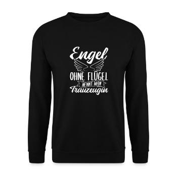 Engel Ohne Flügel Nennt Man Trauzeugin - JGA Hochz - Unisex Pullover - Schwarz - Vorne - Alina (178cm) & Michal (187cm)