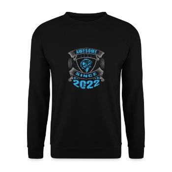 Awesome since 2022. Angel, Angler Geburtstag - Unisex Pullover - Schwarz - Vorne - Alina (178cm) & Michal (187cm)