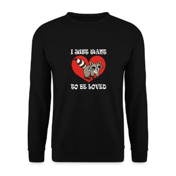 Raccoon Love Ironic Saying Cute Wildlife Animal - Unisex Sweatshirt - black - Front - Alina (178cm) & Michal (187cm)
