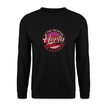 Die frau der Mythos die Legende Herta - Unisex Pullover - Schwarz - Vorne - Alina (178cm) & Michal (187cm)