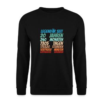 Legendär seit 20 Jahre alt 20. Geburtstag Frauen - Unisex Pullover - Schwarz - Vorne - Alina (178cm) & Michal (187cm)