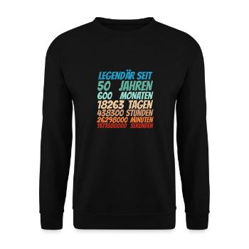 Legendär seit 50 Jahre alt 50. Geburtstag Frauen - Unisex Pullover - Schwarz - Vorne - Alina (178cm) & Michal (187cm)