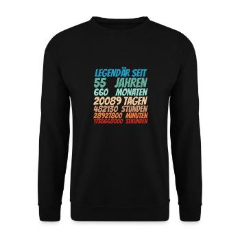 Legendär seit 55 Jahre alt 55. Geburtstag Frauen - Unisex Pullover - Schwarz - Vorne - Alina (178cm) & Michal (187cm)