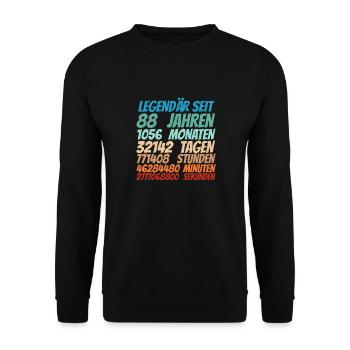 Legendär seit 88 Jahre alt 88. Geburtstag Frauen - Unisex Pullover - Schwarz - Vorne - Alina (178cm) & Michal (187cm)