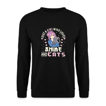 Anime Girl. Anime Merch. Otaku Manga - Unisex Sweatshirt - black - Front - Alina (178cm) & Michal (187cm)