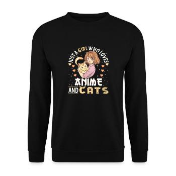 Anime Girl. Anime Merch. Otaku Manga - Unisex Sweatshirt - black - Front - Alina (178cm) & Michal (187cm)