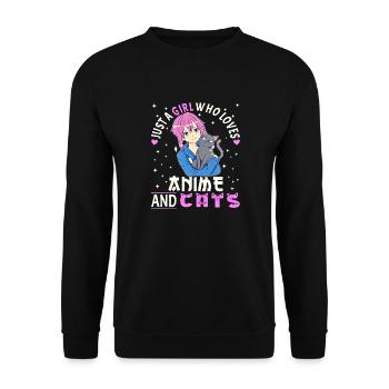 Anime Girl. Anime Merch. Otaku Manga - Unisex Sweatshirt - black - Front - Alina (178cm) & Michal (187cm)