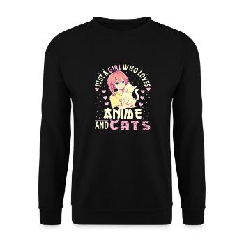 Anime Girl. Anime Merch. Otaku Manga - Unisex Sweatshirt - black - Front - Alina (178cm) & Michal (187cm)