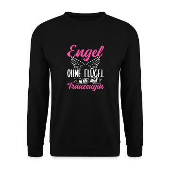 Junggesellinnenabschied Brautjungfer Hochzeit Trau - Unisex Pullover - Schwarz - Vorne - Alina (178cm) & Michal (187cm)