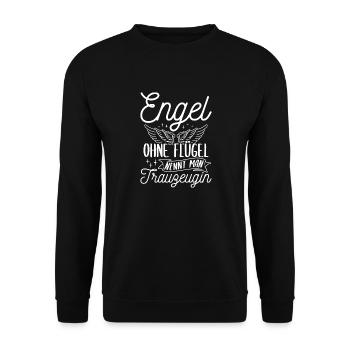 Junggesellinnenabschied Brautjungfer Hochzeit Trau - Unisex Pullover - Schwarz - Vorne - Alina (178cm) & Michal (187cm)