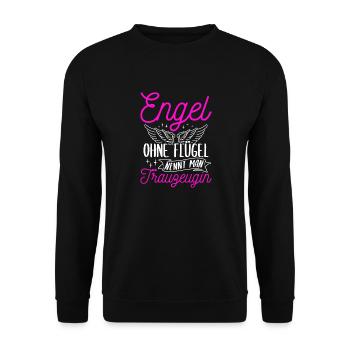 Junggesellinnenabschied Brautjungfer Hochzeit Heir - Unisex Pullover - Schwarz - Vorne - Alina (178cm) & Michal (187cm)