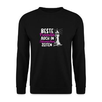 Beste Schwester Auch In Stürmischen Zeiten - Leuch - Unisex Pullover - Schwarz - Vorne - Alina (178cm) & Michal (187cm)