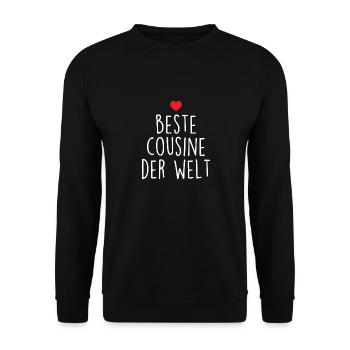 Beste Cousine der Welt - Unisex Pullover - Schwarz - Vorne - Alina (178cm) & Michal (187cm)