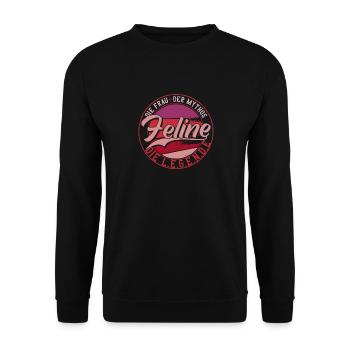 Die frau der Mythos die Legende Feline - Unisex Pullover - Schwarz - Vorne - Alina (178cm) & Michal (187cm)