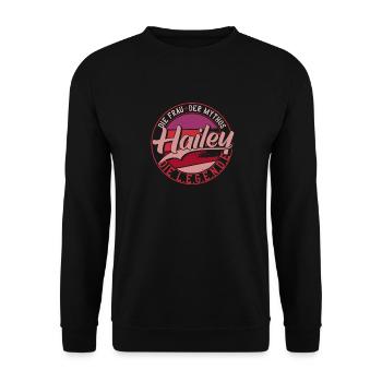 Die frau der Mythos die Legende Hailey - Unisex Pullover - Schwarz - Vorne - Alina (178cm) & Michal (187cm)