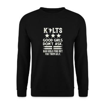 Dudelsack Kilt Schottisch Schlag Dudelsackspieler - Unisex Pullover - Schwarz - Vorne - Alina (178cm) & Michal (187cm)