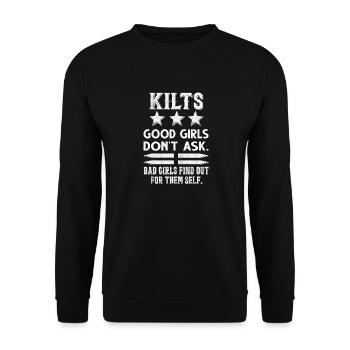 Dudelsack Kilt Schottisch Schlag Dudelsackspieler - Unisex Pullover - Schwarz - Vorne - Alina (178cm) & Michal (187cm)