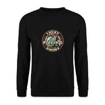 Lucky Fishing Shirt. Fishing anglers, fishing, - Unisex Sweatshirt - black - Front - Alina (178cm) & Michal (187cm)