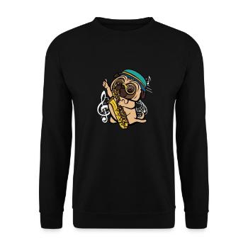 Saxophone Player Pug Musician Sax gift - Unisex Sweatshirt - black - Front - Alina (178cm) & Michal (187cm)