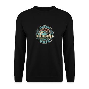 Génial depuis 2014. Angel, l’anniversaire du pêcheur - Sweat-shirt Unisexe - noir - Devant - Alina (178cm) & Michal (187cm)