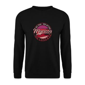 Die frau der Mythos die Legende Marissa Geschenk - Unisex Pullover - Schwarz - Vorne - Alina (178cm) & Michal (187cm)