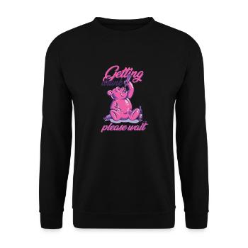 Se saouler s’il vous plaît attendre l’alcool d’ours rose - Sweat-shirt Unisexe - noir - Devant - Alina (178cm) & Michal (187cm)