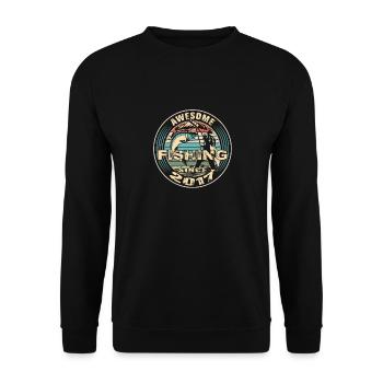 Génial depuis 2017. Angel, l’anniversaire du pêcheur - Sweat-shirt Unisexe - noir - Devant - Alina (178cm) & Michal (187cm)