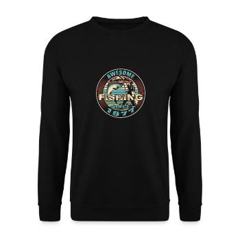 Génial depuis 1977. Angel, l’anniversaire du pêcheur - Sweat-shirt Unisexe - noir - Devant - Alina (178cm) & Michal (187cm)