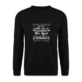 Der Zufall machte KOLLEGINNEN- Spaß machte FREUNDI - Unisex Pullover - Schwarz - Vorne - Alina (178cm) & Michal (187cm)