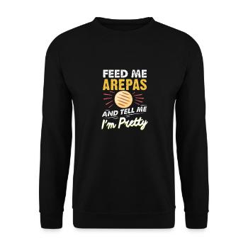 Arepas Zitat Lustig Kolumbianisch Venezolanisch Essen Arepa - Unisex Pullover - Schwarz - Vorne - Alina (178cm) & Michal (187cm)
